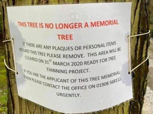 Notices have been placed on ever other tree