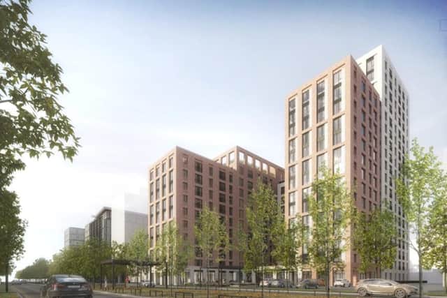 The 300-flat development behind The Hub will be 18 storeys high