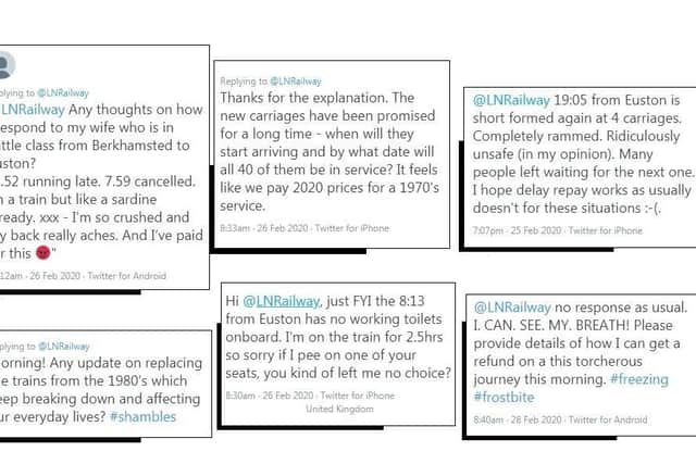 A selection of tweets from disgruntled London Northwestern passengers
