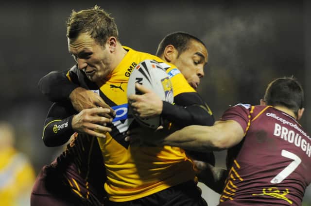 Josh Griffin in the thick of the action as Castleford Tigers took on Huddersfield Giants in a pre-season friendly in 2012, winning 32-22.