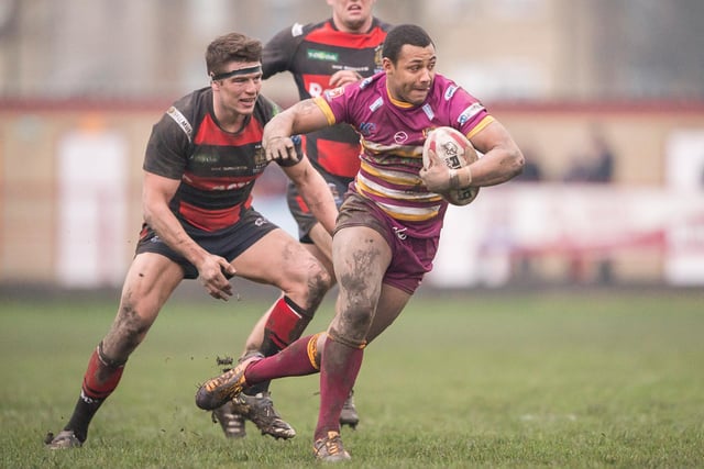 Johnny Campbell looks for space in Batley's home game against Halifax in 2014.