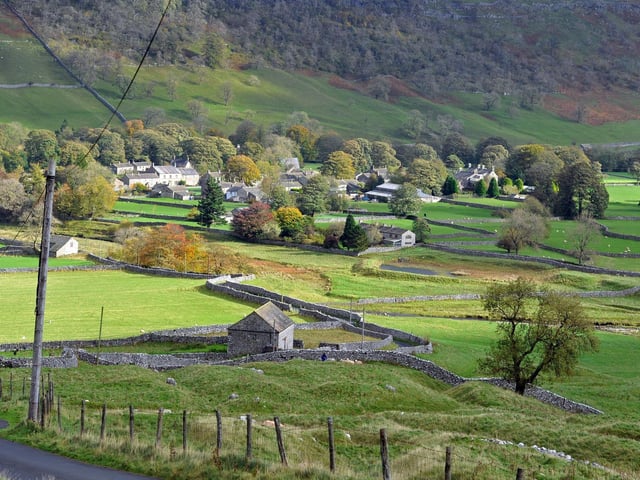 The village of Arncliffe in Littondale, where the back aspects of Skeldale House are filmed, including where the cars are kept.