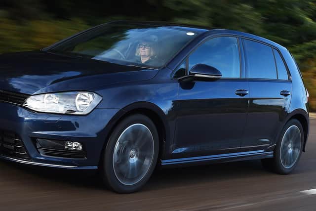 The offender used a dark blue VW Golf