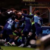 Wycombe celebrate their play-off semi final win