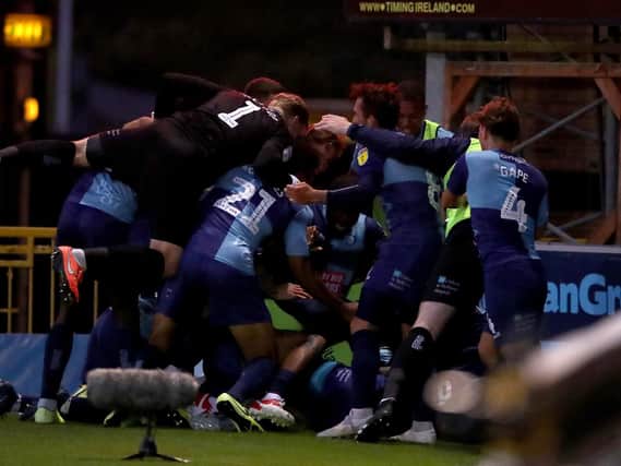 Wycombe celebrate their play-off semi final win