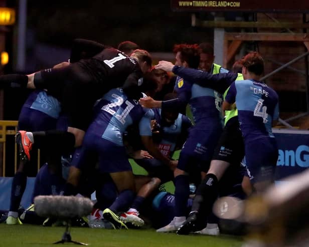 Wycombe celebrate their play-off semi final win