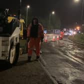 The road works have been carried out at night