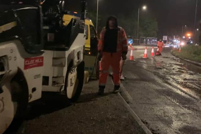 The road works have been carried out at night