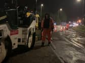The road works have been carried out at night