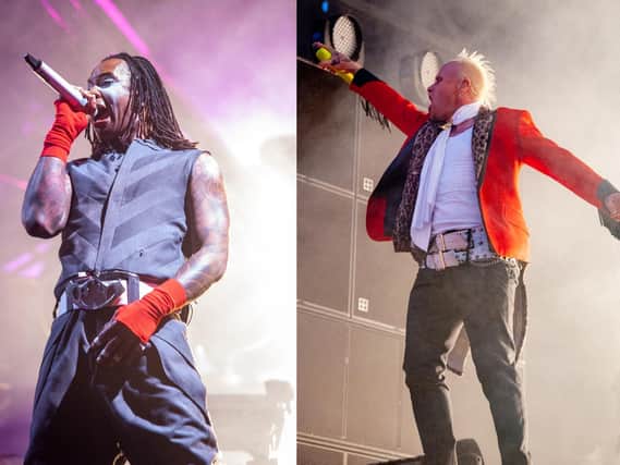 Maxim and Keith Flint from The Prodigy performing at the National Bowl. Photos by David Jackson