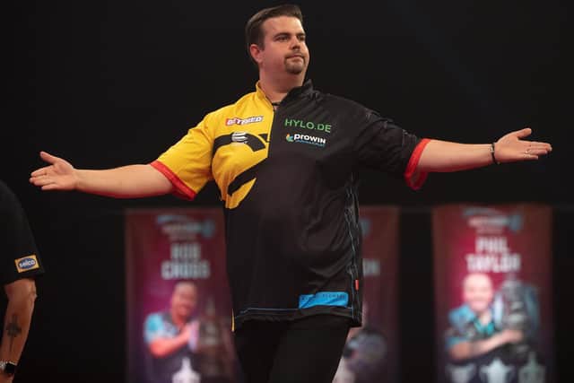 Gabriel Clemens beat Rob Cross. Pic: Lawrence Lustig/PDC