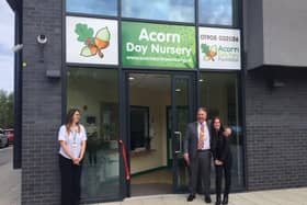 Mayor Andrew Geary and his daughter Rebekah open the new nursery