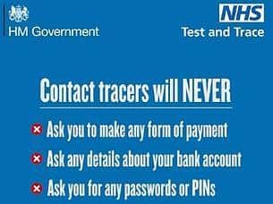 The track and trace service will never ask for payment