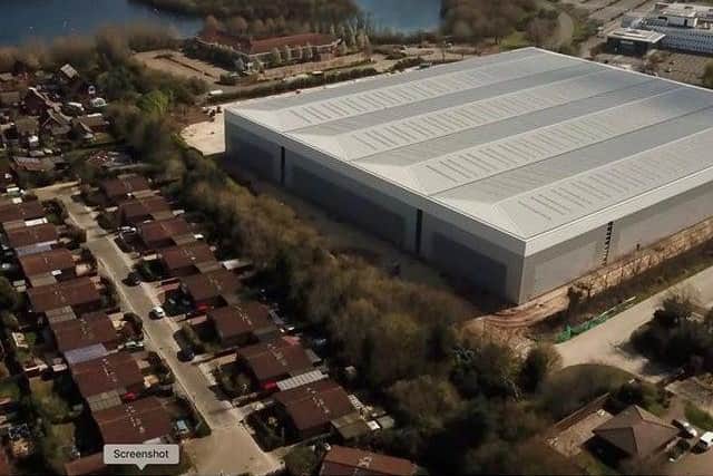 An aerial shot shows the size of the Blakelands warehouse