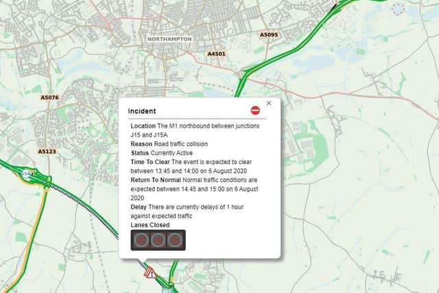 Highways England are warning drivers to steer clear of the M1 northbound until at least 3pm on Thursday