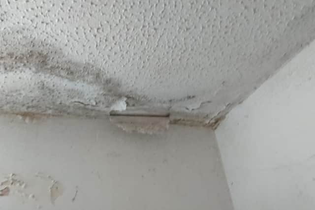 The crumbling ceiling is believed to contain asbestos