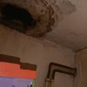 The ceiling is crumbling away