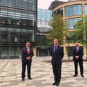 Iain Stewart (left) with Alister Jack and David Duguid outside the new offices