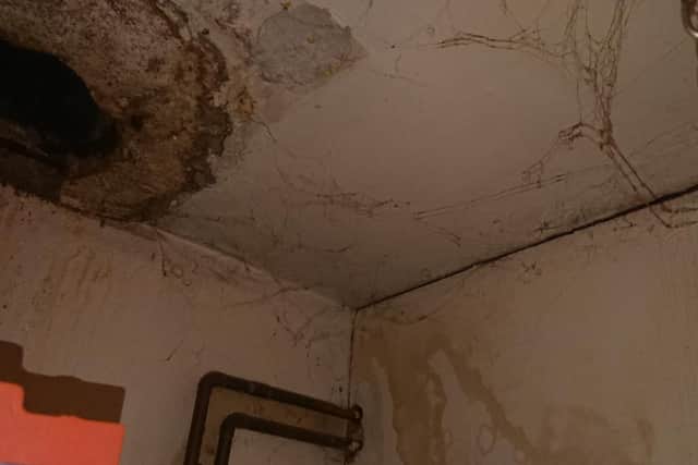 The ceiling is believed to contain asbestos