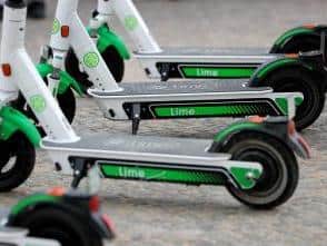 Lime e-scooters ready to go