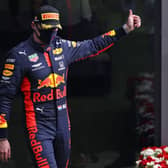 Max Verstappen on the podium in Belgium