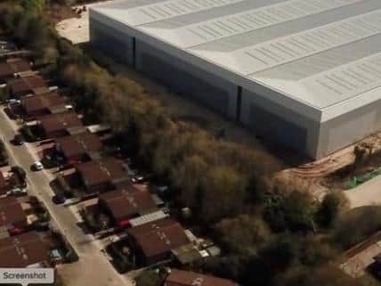 A drone picture of the warehouse