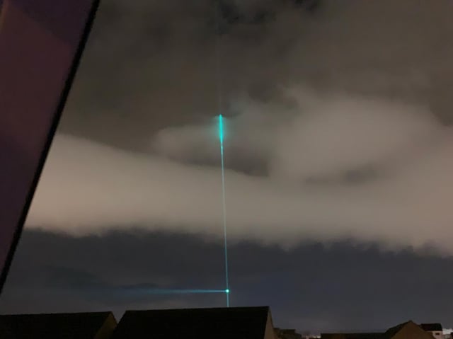The laser shot up into the sky. Photo: Tom Marvin