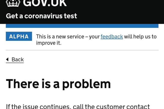 The error message
