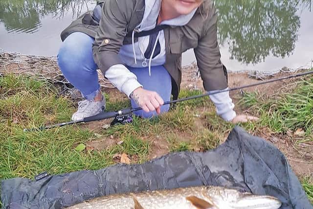 Carrie bagged this pike from the Stony Ouse