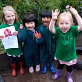 Children from Acorn's Kents Hill nursery celebrate their success