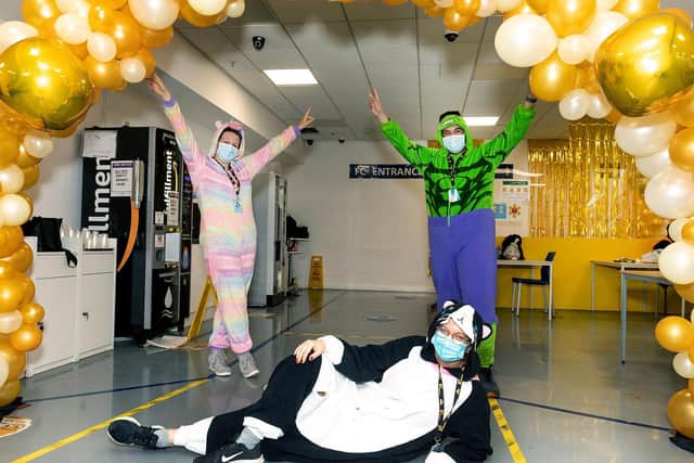 Staff at Amazon in Milton Keynes come to work in their pyjamas for Childhood Cancer Awareness Month