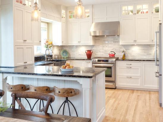 Existing worktops are covered with an overlay