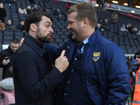 Russell Martin and Oxford boss Karl Robinson