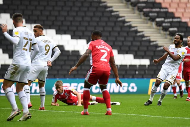 Jerome fired home his first goal for Dons on Saturday