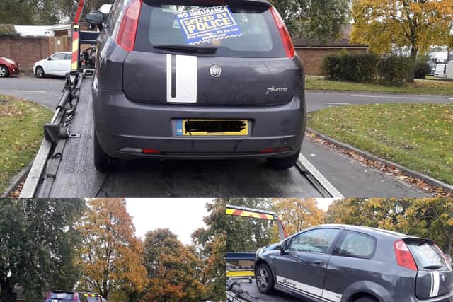 The driver's Fiat Punto was seized by police and towed away