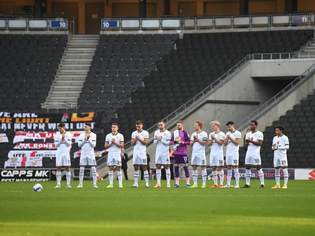 MK Dons in an empty Stadium MK