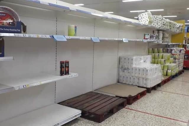 Empty shelves in Tesco yesterday (Sunday)