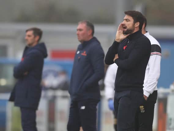 Russell Martin in the dugout at Eastleigh