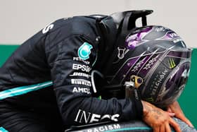 An emotional Lewis Hamilton celebrates his championship win