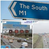 Highways England cameras showed the queues southbound on the M1 on Monday morning