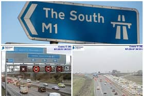 Highways England cameras showed the queues southbound on the M1 on Monday morning