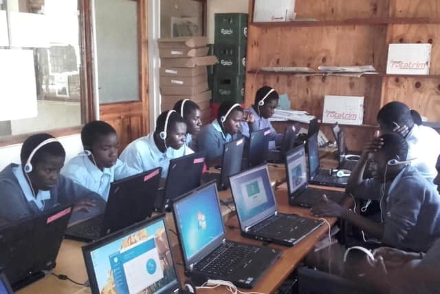 Luwinga Secondary School in Malawi using some of the computers donated by the charity