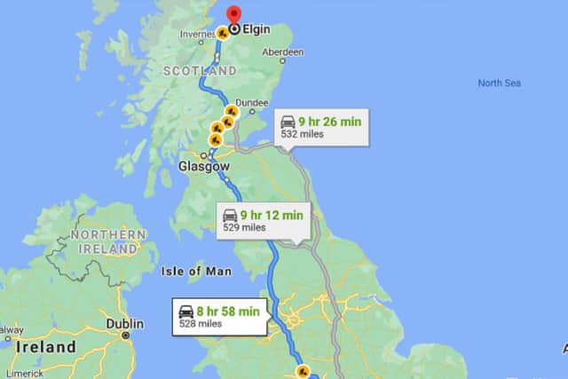 532 miles separate MK and Elgin