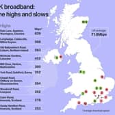 Uswitch.com's map of quickest broadband speeds across the UK