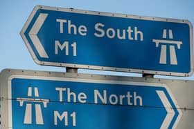 Traffic is queuing for five miles on the M1 on Friday morning