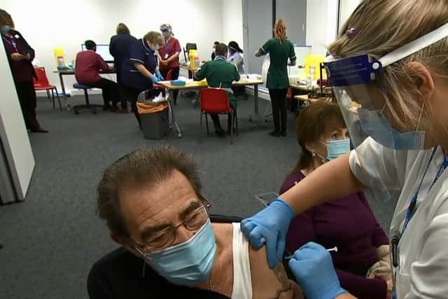 Pensioner Arthur Simper receives his Covid jab at MK hospital