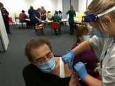 Pensioner Arthur Simper receives his Covid jab at MK hospital