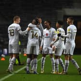 MK Dons celebrate.