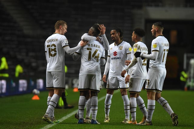 MK Dons celebrate.
