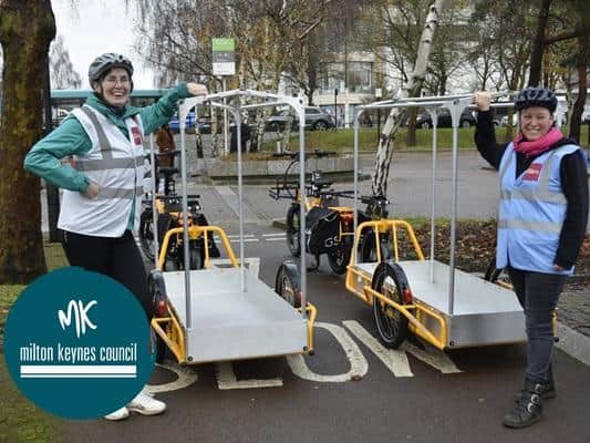 Milton Keynes Council has donated three fully electric e-cargo bikes to a local food redistribution charity